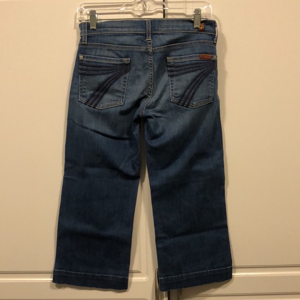 7 for all Mankind capris Women's 26 crop dojo dark blue denim jean EUC - Picture 4 of 7